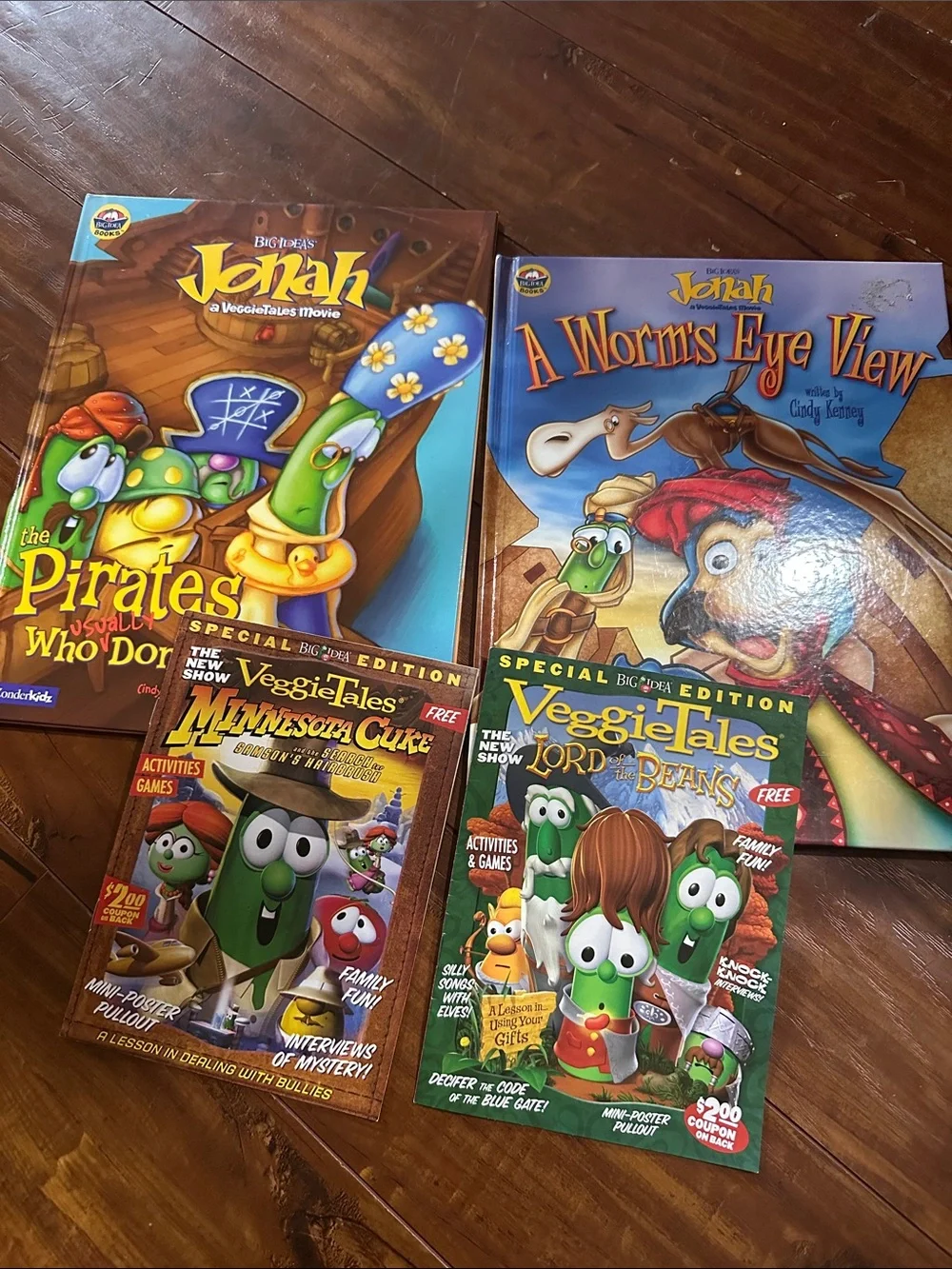 VeggieTales Vintage Book Lot Jonah Hardcovers + 2005 Promo Booklets Veggie Tales